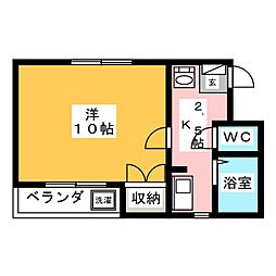 ピッケルツインピノ 1Kの間取図画像