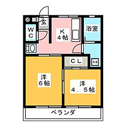 大野ビル 2Kの間取図画像