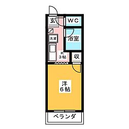 サンフラット 1Kの間取図画像
