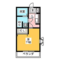 YFLAT 1Kの間取図画像