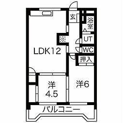 シャルム岐阜 2LDKの間取図画像