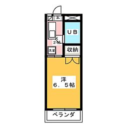 リズスクエア西棟 1Kの間取図画像