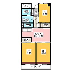 ビレッジハウス岐阜タワー 3DKの間取図画像