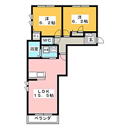 リオリエント福光 2LDKの間取図画像