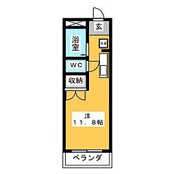 ロイヤルマンション3号館 ワンルームの間取図画像