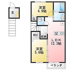 FMahina A棟 2LDKの間取図画像
