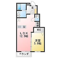 FAina B棟 1LDKの間取図画像