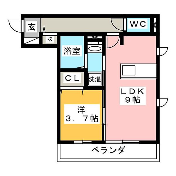 コンフォルト白山 ｜岐阜県岐阜市白山町３丁目(賃貸アパート1LDK・2階・34.74㎡)の写真 その2