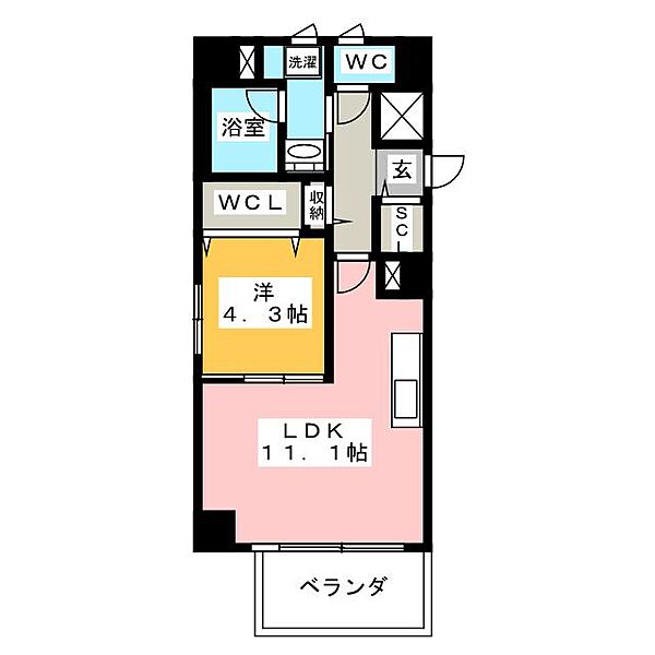 バンディエラ ｜岐阜県岐阜市加納本町９丁目(賃貸マンション1LDK・6階・42.24㎡)の写真 その2