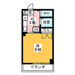 コーポラス山田 1Kの間取図画像
