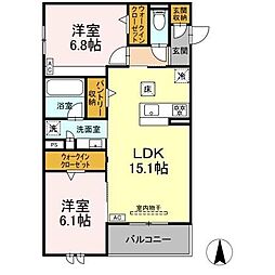 カサ クアルト 2LDKの間取図画像