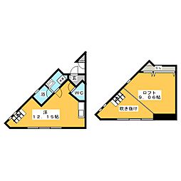 ディスティーノ野一色 ワンルームの間取図画像