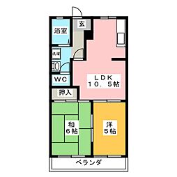 アーバンハイムサカイA 2LDKの間取図画像