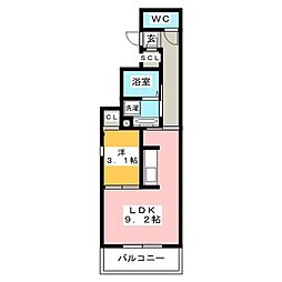 ディールーム桜木町 1LDKの間取図画像