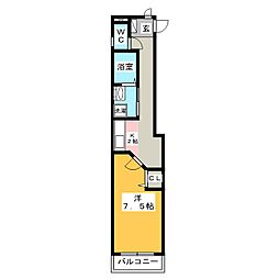 アクシス徹明 1Kの間取図画像
