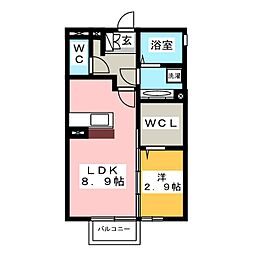 リール琴塚 1LDKの間取図画像