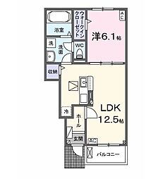 エス ウィステリア I 1LDKの間取図画像