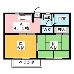 タウニィ桂 2Kの間取図画像