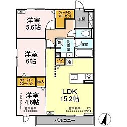 Clair島田 3LDKの間取図画像