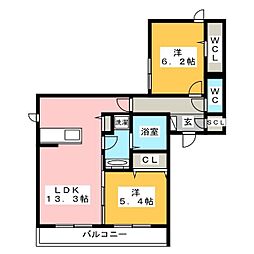 D-ROOM本荘WEST 2LDKの間取図画像