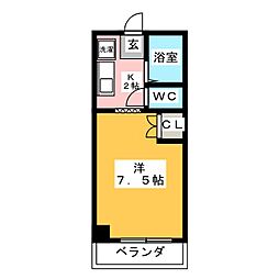 サンハイツK 1Kの間取図画像