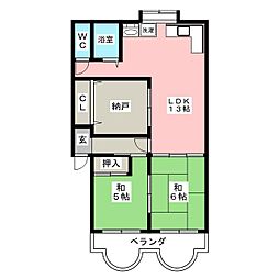 メゾン大原 2SLDKの間取図画像