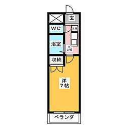クレールたつた 1Kの間取図画像