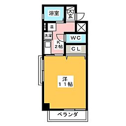 アビタシオンSei 1Kの間取図画像
