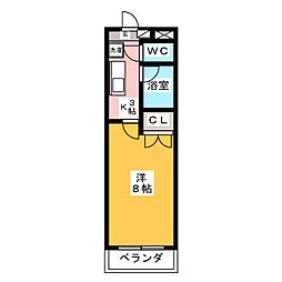 プレステージ35 1Kの間取図画像