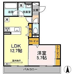 Gooden徹明通(グッデンテツメイドオリ) 1LDKの間取図画像