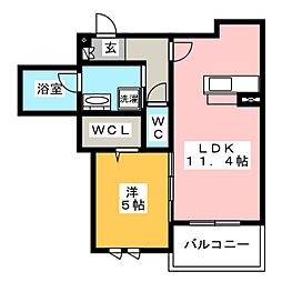 シャーメゾン加納青藤 1LDKの間取図画像