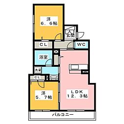 シャーメゾン如月 2LDKの間取図画像