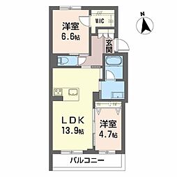 シャーメゾン加納神明 2LDKの間取図画像