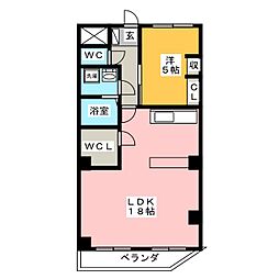 エステート長森 1LDKの間取図画像