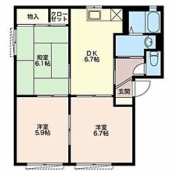 EDELHEIM2 3DKの間取図画像