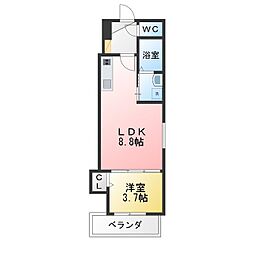 ラ・ガール・ウエストII 1LDKの間取図画像