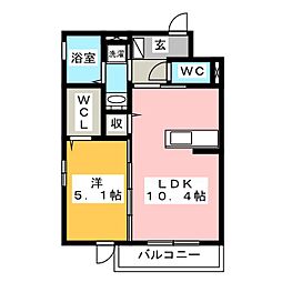 ささら弐番館 1LDKの間取図画像