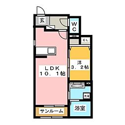 ジェイ・ジェイ(J・J)1 1LDKの間取図画像