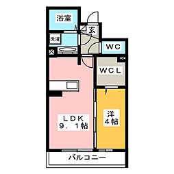ザ・シティハウス白山 1LDKの間取図画像