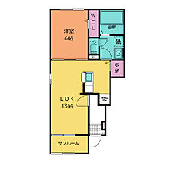 ヒカルサ岐阜岩田東 1LDKの間取図画像