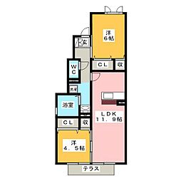パルティール 2LDKの間取図画像