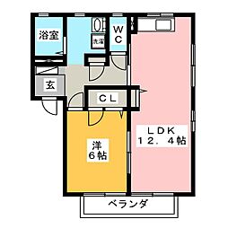 エスポワールB 1LDKの間取図画像