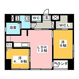 AZMOND 2LDKの間取図画像