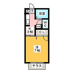グレース大野 1Kの間取図画像