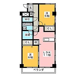 メゾンハヤシ 2LDKの間取図画像
