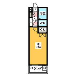 サニーサイド林 1Kの間取図画像