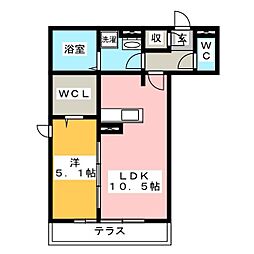 マハロ 1LDKの間取図画像