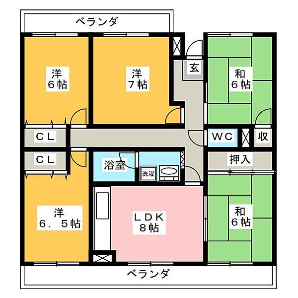 リバーサイド鎌倉 ｜岐阜県大垣市静里町(賃貸マンション5LDK・6階・95.60㎡)の写真 その2