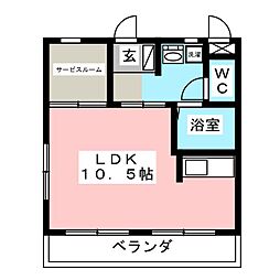 ハーレムBill ワンルームの間取図画像