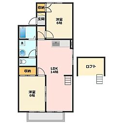 ラポールおおいA 2LDKの間取図画像